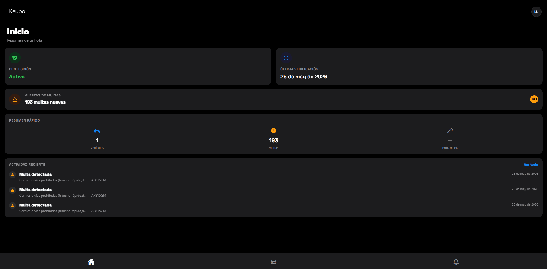 Mockup de la aplicación Keupo
